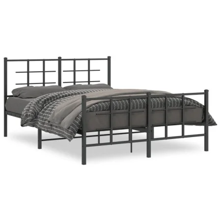 Estructura de cama cabecero y estribo metal negro 135x190 cm de , Camas y somieres - Ref: Foro24-355578, Precio: 93,64 €, Des...