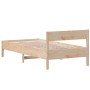 Bed frame with solid pine wood headboard 90x190 cm by , Beds and slatted bases - Ref: Foro24-842778, Price: 85,01 €, Discount: %