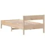 Bed frame with solid pine wood headboard 90x190 cm by , Beds and slatted bases - Ref: Foro24-842778, Price: 81,98 €, Discount: %