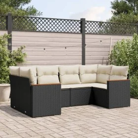Set de sofás de jardín 6 piezas y cojines ratán sintético negro by , Garden sets - Ref: Foro24-3226259, Price: 377,79 €, Disc...