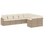 Gartensofa-Set, 9-teilig, mit Kissen, aus synthetischem Rattan in Beige. von , Gartensets - Ref: Foro24-3226303, Preis: 566,7...