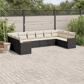 Set de sofás de jardín 10 pzas cojines ratán sintético negro by , Garden sets - Ref: Foro24-3226322, Price: 587,61 €, Discoun...