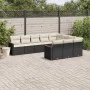 Gartensofa-Set, 10-teilig, mit schwarzen Kissen und synthetischem Rattan. von , Gartensets - Ref: Foro24-3226336, Preis: 588,...