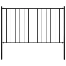 Black powder coated steel fence panel and posts 1.7x1 m by vidaXL, fence panels - Ref: Foro24-145210, Price: 50,90 €, Discoun...