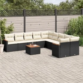 Set de sofás de jardín 11 pzas y cojines ratán sintético negro by , Garden sets - Ref: Foro24-3226357, Price: 628,53 €, Disco...