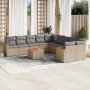 Gartensofagarnitur mit beigen Kissen, 11-teilig, aus PE-Rattan-Mischung. von , Gartensets - Ref: Foro24-3226360, Preis: 659,4...