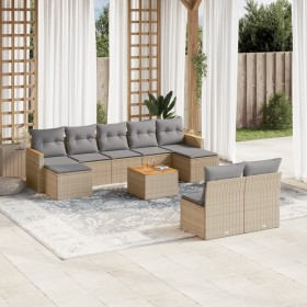 Gartensofa-Set mit 10-teiligen beigen Kissen aus synthetischem Rattan. von , Gartensets - Ref: Foro24-3226381, Preis: 516,97 ...
