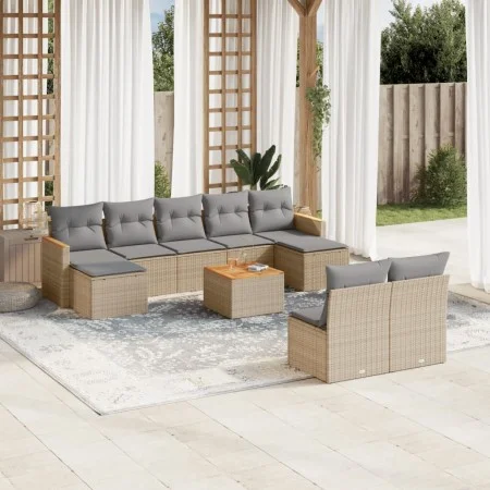Juego de sofás jardín con cojines beige 10 pzas ratán sintético by , Garden sets - Ref: Foro24-3226381, Price: 542,59 €, Disc...