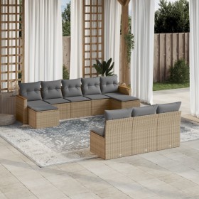 Gartensofa-Set mit 10-teiligen beigen Kissen aus synthetischem Rattan. von , Gartensets - Ref: Foro24-3226388, Preis: 525,49 ...