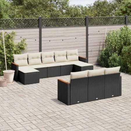 Gartensofa-Set, 10-teilig, mit schwarzen Kissen und synthetischem Rattan. von , Gartensets - Ref: Foro24-3226413, Preis: 551,...