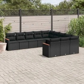 Set de sofás de jardín 11 pzas y cojines ratán sintético negro de , Conjuntos de jardín - Ref: Foro24-3226426, Precio: 711,07...