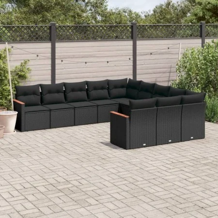 Set de sofás de jardín 11 pzas y cojines ratán sintético negro de , Conjuntos de jardín - Ref: Foro24-3226426, Precio: 711,07...