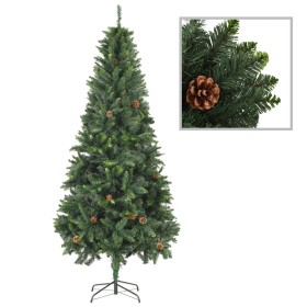 Árbol de Navidad artificial con piñas verde 210 cm