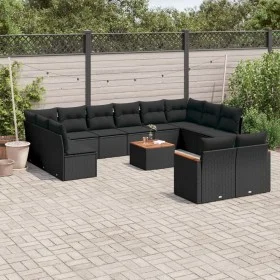 Set de sofás de jardín y cojines 13 pzas ratán sintético negro by , Garden sets - Ref: Foro24-3226447, Price: 837,22 €, Disco...