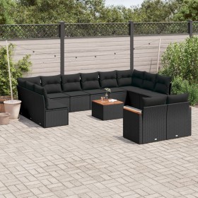 Set de sofás de jardín y cojines 13 pzas ratán sintético negro by , Garden sets - Ref: Foro24-3226447, Price: 835,08 €, Disco...