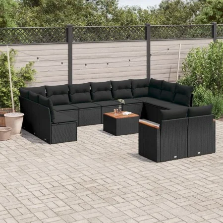 Gartensofa-Set und Kissen, 13-teilig, aus schwarzem Kunststoff-Rattan. von , Gartensets - Ref: Foro24-3226447, Preis: 837,43 ...