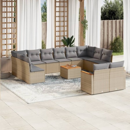 Juego de sofás jardín con cojines beige mezcla 13 pzas ratán PE by , Garden sets - Ref: Foro24-3226451, Price: 762,72 €, Disc...