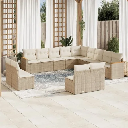 Set sofás de jardín con cojines 13 pzas ratán sintético beige by , Garden sets - Ref: Foro24-3226485, Price: 893,10 €, Discou...