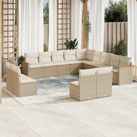 Set sofás de jardín con cojines 13 pzas ratán sintético beige by , Garden sets - Ref: Foro24-3226485, Price: 828,49 €, Discou...