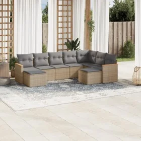 Juego de sofás jardín con cojines beige mezcla 9 pzas ratán PE by , Garden sets - Ref: Foro24-3226542, Price: 523,11 €, Disco...