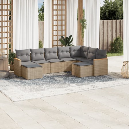 Gartensofagarnitur mit beigen Kissen, 9-teilig, aus PE-Rattan-Mischung. von , Gartensets - Ref: Foro24-3226542, Preis: 499,38...