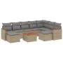 Gartensofa-Set mit 10-teiligen beigen Kissen aus synthetischem Rattan. von , Gartensets - Ref: Foro24-3226549, Preis: 566,91 ...