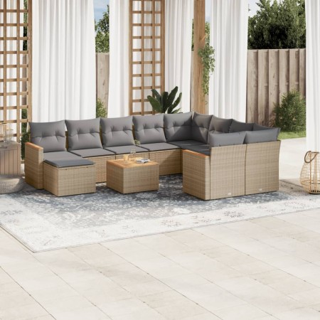 Juego de sofás jardín con cojines beige mezcla 11 pzas ratán PE by , Garden sets - Ref: Foro24-3226563, Price: 614,22 €, Disc...