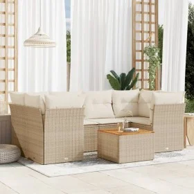 Set sofás de jardín 7 piezas y cojines ratán sintético beige by , Garden sets - Ref: Foro24-3255827, Price: 482,97 €, Discoun...