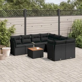 Set de sofás de jardín 8 piezas y cojines ratán sintético negro by , Garden sets - Ref: Foro24-3255859, Price: 562,52 €, Disc...