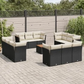 Set de sofás de jardín y cojines 13 pzas ratán sintético negro by , Garden sets - Ref: Foro24-3255867, Price: 867,49 €, Disco...