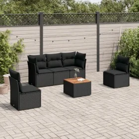Set de sofás de jardín 6 piezas y cojines ratán sintético negro by , Garden sets - Ref: Foro24-3255873, Price: 345,33 €, Disc...