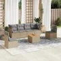 Juego de sofás jardín con cojines beige mezcla 7 pzas ratán PE by , Garden sets - Ref: Foro24-3255884, Price: 426,21 €, Disco...