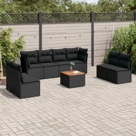 Set de sofás de jardín 8 piezas y cojines ratán sintético negro by , Garden sets - Ref: Foro24-3255908, Price: 497,30 €, Disc...