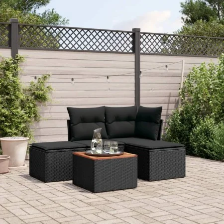 Gartenmöbel-Set, 5-teilig, mit schwarzen Polstern aus synthetischem Rattan. von , Gartensets - Ref: Foro24-3255915, Preis: 27...