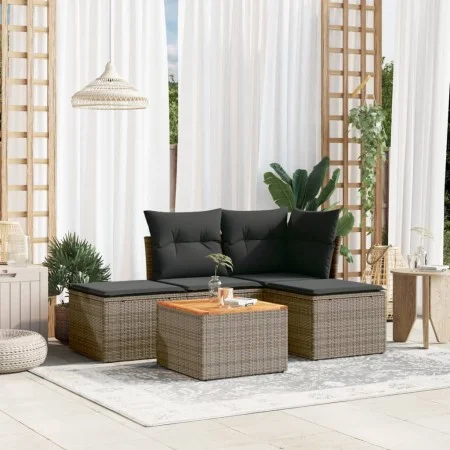 Juego de sofás jardín con cojines 5 pzas ratán sintético gris by , Garden sets - Ref: Foro24-3255920, Price: 262,61 €, Discou...