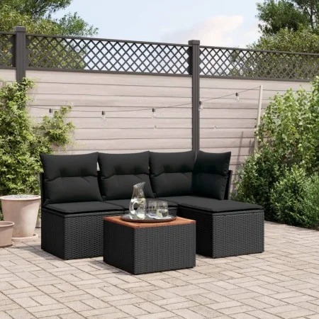 Gartenmöbel-Set, 5-teilig, mit schwarzen Polstern aus synthetischem Rattan. von , Gartensets - Ref: Foro24-3255922, Preis: 28...