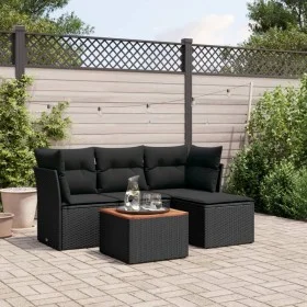 Gartenmöbel-Set, 5-teilig, mit schwarzen Polstern aus synthetischem Rattan. von , Gartensets - Ref: Foro24-3255936, Preis: 30...