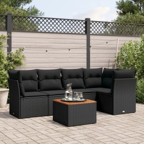 6-teiliges Gartensofa-Set und Kissen aus schwarzem Kunststoff-Rattan. von , Gartensets - Ref: Foro24-3255957, Preis: 398,86 €...
