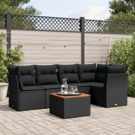 Set de sofás de jardín 6 piezas y cojines ratán sintético negro by , Garden sets - Ref: Foro24-3255957, Price: 383,41 €, Disc...