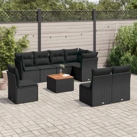 8-teiliges Gartensofa-Set und Kissen aus schwarzem Kunststoff-Rattan. von , Gartensets - Ref: Foro24-3256013, Preis: 533,46 €...