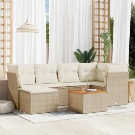 Set sofás de jardín 7 piezas y cojines ratán sintético beige by , Garden sets - Ref: Foro24-3256079, Price: 449,31 €, Discoun...