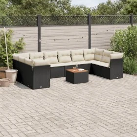 Set de sofás de jardín 11 pzas y cojines ratán sintético negro by , Garden sets - Ref: Foro24-3256161, Price: 623,73 €, Disco...