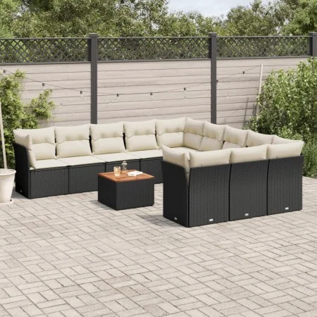 Set de sofás de jardín 12 piezas cojines ratán sintético negro by , Garden sets - Ref: Foro24-3256238, Price: 719,72 €, Disco...