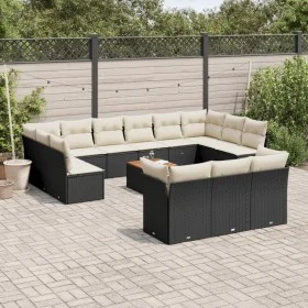 Gartensofagarnitur 14-teilig mit schwarzen Polstern aus synthetischem Rattan. von , Gartensets - Ref: Foro24-3256252, Preis: ...