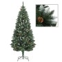 Árbol de Navidad artificial con piñas y brillo blanco 180 cm