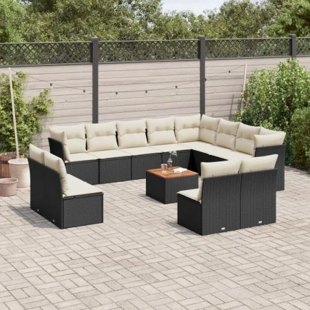 Set de sofás de jardín y cojines 13 pzas ratán sintético negro by , Garden sets - Ref: Foro24-3256259, Price: 750,74 €, Disco...