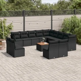 Set sofás de jardín 14 pzas con cojines ratán sintético negro by , Garden sets - Ref: Foro24-3256265, Price: 837,74 €, Discou...