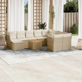 Set de sofás de jardín 11pzas con cojines ratán sintético beige by , Garden sets - Ref: Foro24-3256303, Price: 710,37 €, Disc...