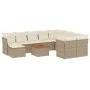 Set de sofás de jardín 11pzas con cojines ratán sintético beige by , Garden sets - Ref: Foro24-3256303, Price: 710,37 €, Disc...
