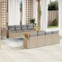 Juego de sofás jardín con cojines beige mezcla 9 pzas ratán PE by , Garden sets - Ref: Foro24-3256374, Price: 620,09 €, Disco...